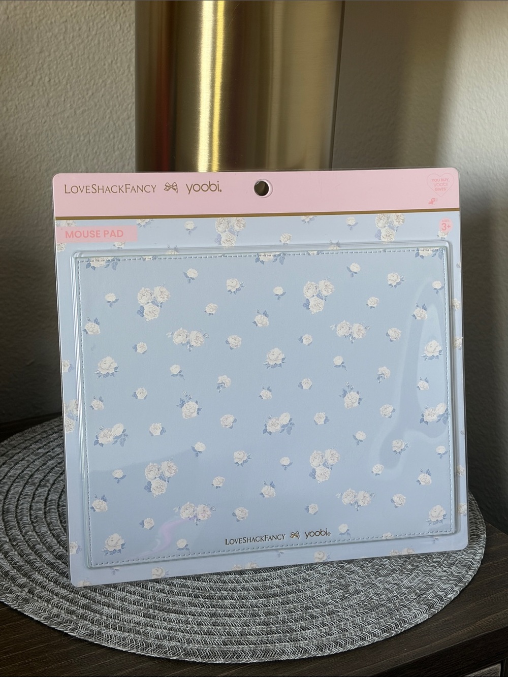 Love Shack Fancy X Yoobi Everblooming Rosettes Mouse Pad Breezy Blue
